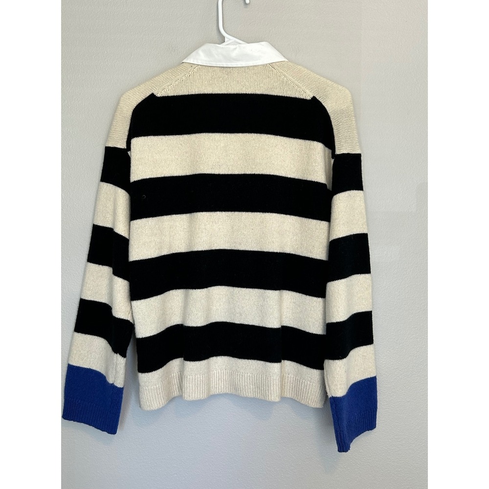 Madewell Cashmere Wool Rugby Sweater Small Striped Polo Quiet Luxury Preppy - Picture 9 of 9